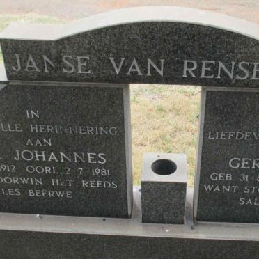 RENSBURG Renier Johannes, Janse van 1912-1981 &amp; Gertruida J.P. 1921-