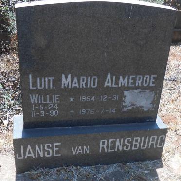 RENSBURG Willie, Janse van 1924-1990 :: JANSE VAN RENSBURG Mario Almeroe 1954-1976