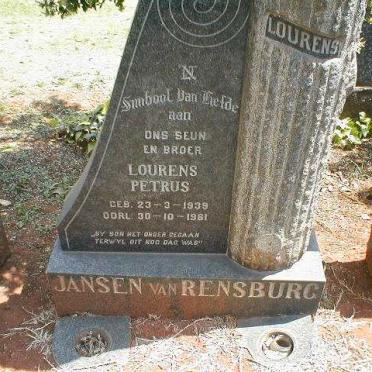 RENSBURG Lourens Petrus, Jansen van 1939-1961