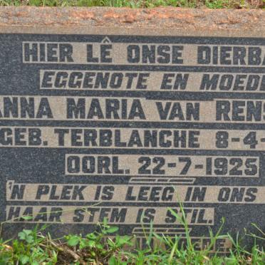RENSBURG Anna Maria, van nee TERBLANCHE 1899-1925