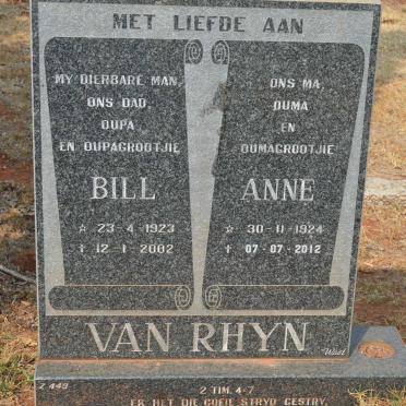 RHYN Bill, van 1923-2002 &amp; Anne 1924-2012