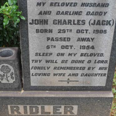 RIDLER John Charles 1905-1954