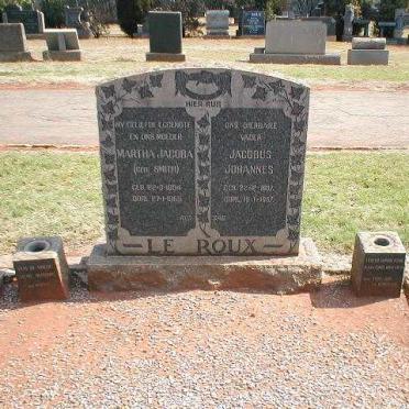 ROUX Jacobus Johannes, le 1887-1957 &amp; Martha Jacoba SMITH 1894-1953
