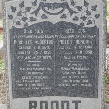 ROODT Hercules Albertus 1879-1950 &amp; Martha Magdalena Fredricka BUITENDACH 1881-1954