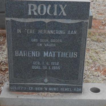 ROUX Barend Mattheus 1952-1985