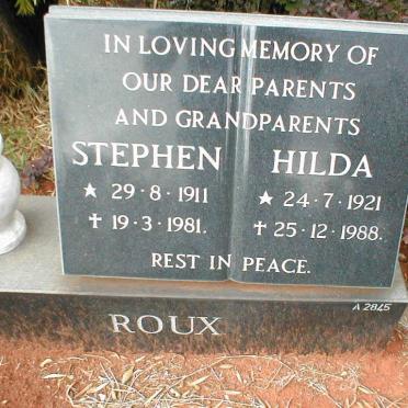 ROUX Stephen 1911-1981 &amp; Hilda 1921-1988