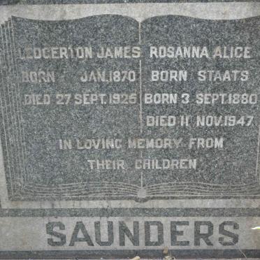 SAUNDERS Ledgerton James 1870-1925 &amp; Rosanna Alice STAATS 1880-1947