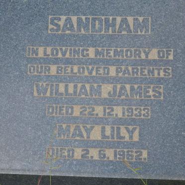 SANDHAM William James -1933 &amp; May Lily -1962