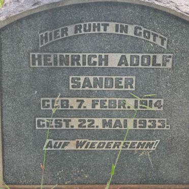 SANDER Heinrich Adolf 1914-1933