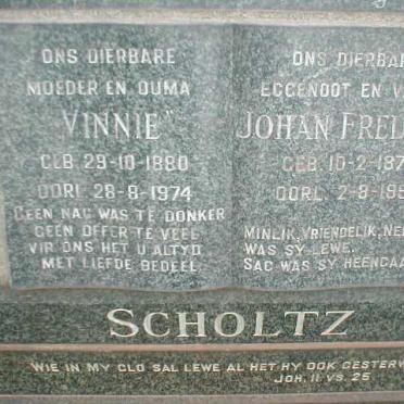 SCHOLTZ Johan Fredrick 1876-1959 &amp; Vinnie 1880-1974