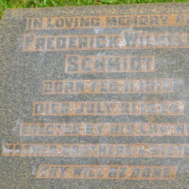 SCHMIDT Frederick Wilhelm 1912-1934