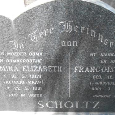 SCHOLTZ Francois Jacobus 1897-1963 &amp; Jacomina Elizabeth 1909-1991