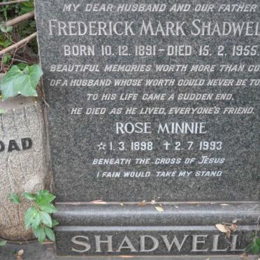 SHADWELL Frederick Mark 1891-1955 &amp; Rose Minnie 1898-1993