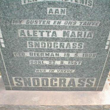 SNODGRASS Aletta Maria nee BIERMAN 1888-1957