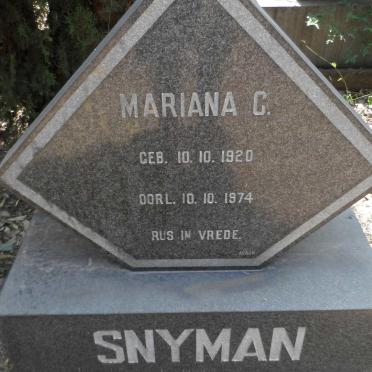 SNYMAN Mariana C. 1920-1974