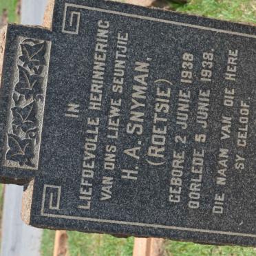 SNYMAN H.A. 1938-1938