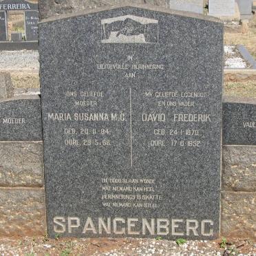 SPANGENBERG David Frederik 1870-1952 &amp; Maria Susanna M.C. 1884-1968