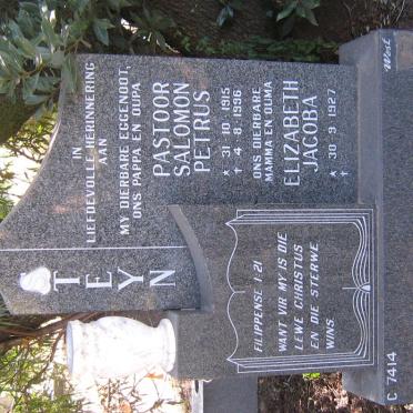 STEYN Salomon Petrus 1915-1996 &amp; Elizabeth Jacoba 1927-