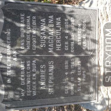 STRYDOM Andries Stephanus 1891-1965 &amp; Susanna Magdalena Herculina 1905-1989