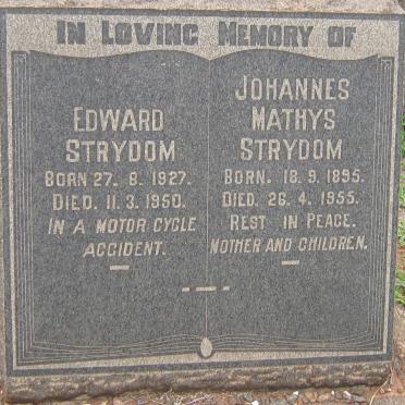 STRYDOM Johannes Mathys 1895-1955 :: STRYDOM Edward 1927-1950