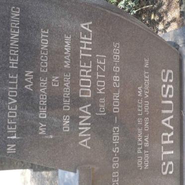 STRAUSS Anna Dorethea nee KOTZE 1913-1965