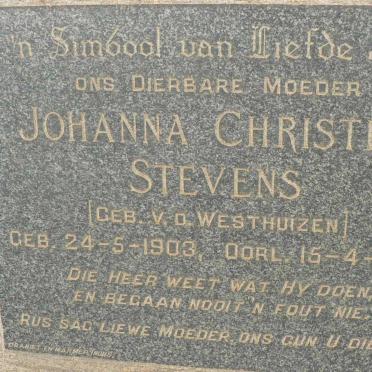 STEVENS Johanna Christina nee V.D.WESTHUIZEN 1903-1957