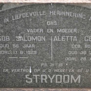 STRYDOM Jacob Salomon -1929 &amp; Aletta Getruida BOTES -1918