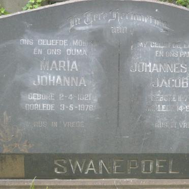 SWANEPOEL Johannes Pieter Jacobus 1910-1960 &amp; Maria Johanna 1921-1976