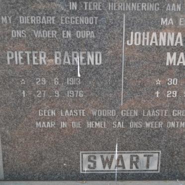 SWART Pieter Barend 1913-1976 &amp; Johanna Christina Maria 1920-1995