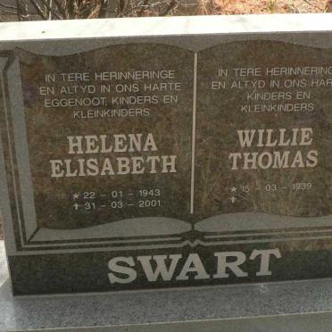 SWART Willie Thomas 1939- &amp; Helena Elisabeth 1943-2001