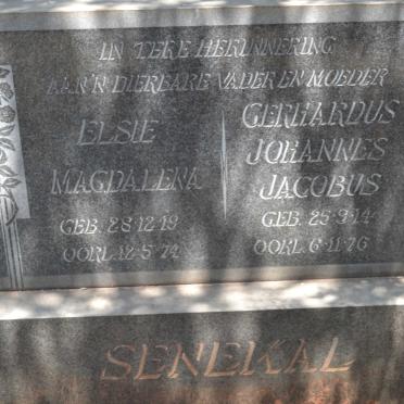 SENEKAL Gerhardus Johannes Jacobus 1914-1976 &amp; Elsie Magdalena 1919-1974