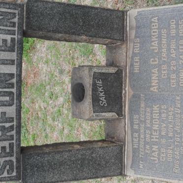 SERFONTEIN Jan Hendrik 1875-1942 &amp; Anna C. Jakoba ERASMUS 1890-1955