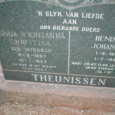 THEUNISSEN Hendrik Johannes 1878-1959 &amp;  Sophia Wilhelmina Christina MYBURGH 1887-1963