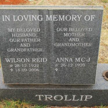 TROLLIP Wilson Reid 1922-2006 &amp; M.J.C. 1920-