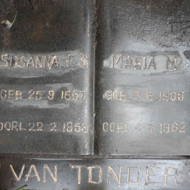 TONDER Susanna F.C., van 1867-1959 :: VAN TONDER Maria M. 1905-1962