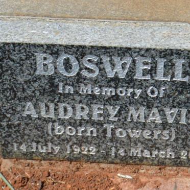 BOSWELL Audrey Mavis nee TOWERS 1922-2011
