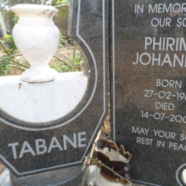 TABANE Phirime Johannes 1961-2001