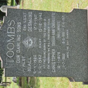 TOOMBS Cristopher 1879-1952 &amp; Sarah-Ann Charlotte WHITE 1881-1971 :: TOOMB Desmond 1917-1942 :: TOOMBS Niall 1920-1942