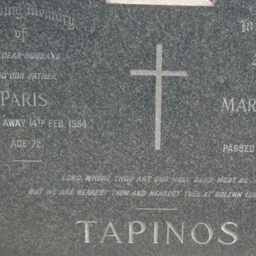 TAPINOS Paris -1954 &amp; Margaret Jane VILLET -1986