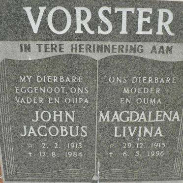 VORSTER John Jacobus 1913-1984 &amp; Magdalena Livina 1915-1996