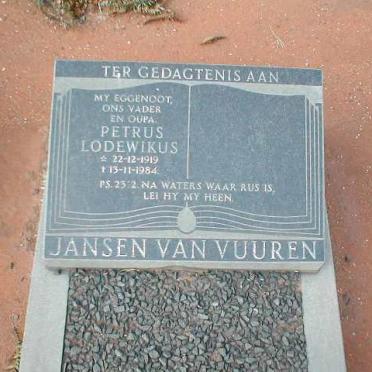 VUUREN Petrus Lodewikus, Jansen van 1919-1984