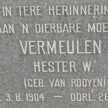 VERMEULEN Hester W. nee VAN ROOYEN 1904-1964