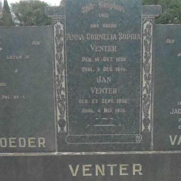 VENTER Jan 1886-1951 &amp; Anna Cornelia Sophia 1890-1944 :: VENTER Jacob 1912-1981
