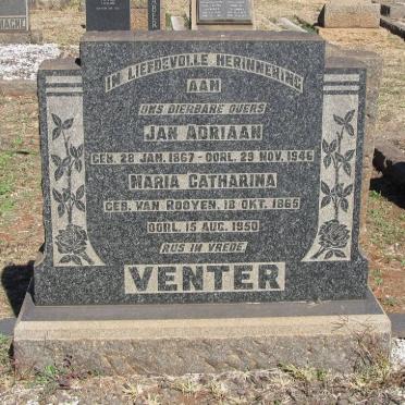 VENTER Jan Adriaan 1867-1948 &amp; Maria Catharina VAN ROOYEN 1865-1950