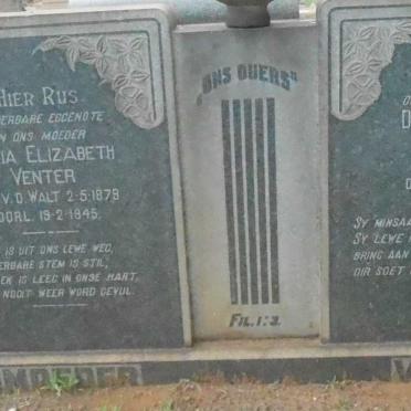 VENTER Dirk Jacobus 1882-1957 &amp; Maria Elizabeth V. D. WALT 1879-1945