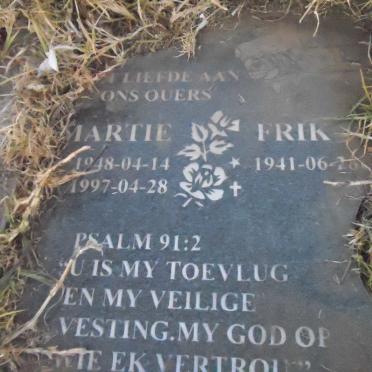 VUUREN Frik, Jansen van 1941- &amp; Martie 1948-1997