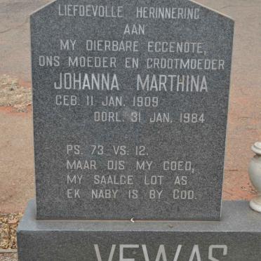 VEWAS Gideon Jacoabus 1914-1991 &amp; Johanna Marthina 1909-1984