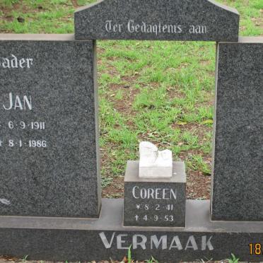 VERMAAK Jan 1911-1986 &amp; Maria VENTER 1910- :: VERMAAK Coreen 1941-1953