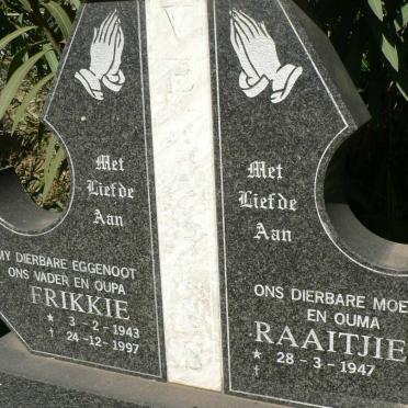 VENABLES Frikkie 1943-1997 &amp; Raaitjie 1947-