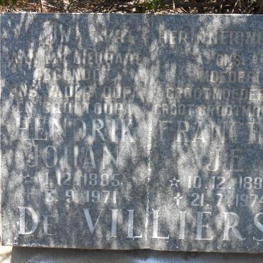 VILLIERS Hendrik Johan, de 1885-1971 &amp; Francina J.E. 1899-1974